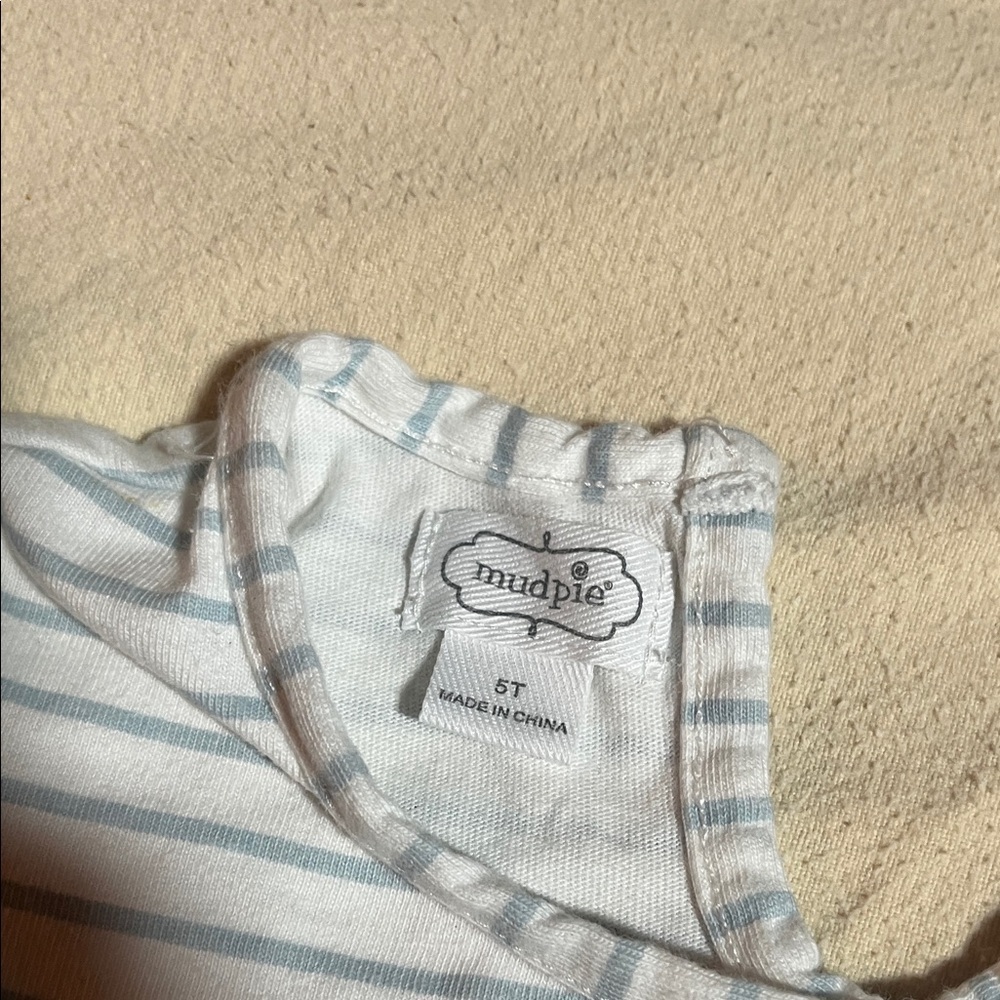 Mud Pie Striped Tee with Sequin Number and Colorful Bows - Picture 2 of 5